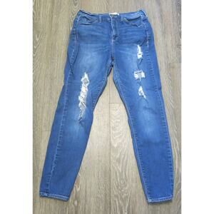 MUDD Jegging Jeans Distressed Stretch Size 13 Jr High Rise  Zipper Blue